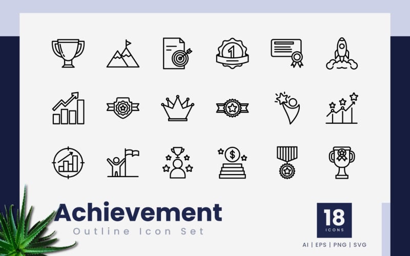 Achievement Outline Icon Set
