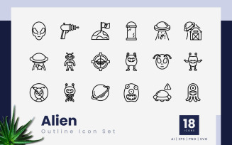Alien Outline Black Icons
