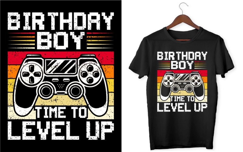 Birthday Boy Time To Level Up Svg With Game Pad T-shirt