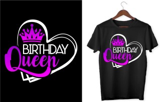 Birthday Queen SVG with Crown and Heart Design, SVG, EPS Tshirt, Birthday shirt