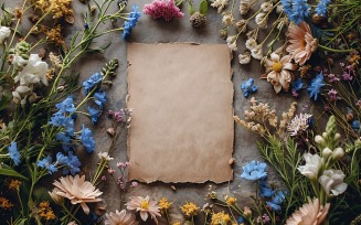 Sand Coler Paper Dried Flowers Card Mockup 239