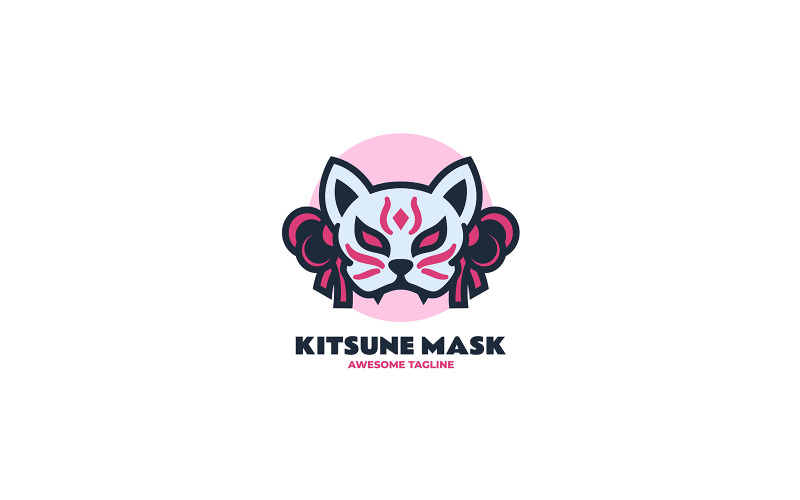 Kitsune Mask Simple Mascot Logo Logo Template