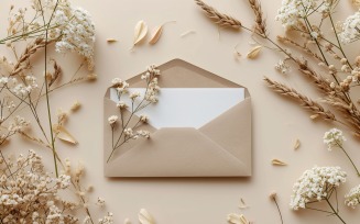 White Paper & Dried Flowers Card Mockup 279