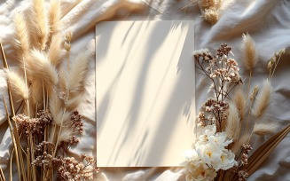 White Paper Dried Flowers & Card Mockup 282