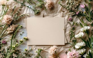 White Paper Dried Leaves & Flowers Card Mockup 281