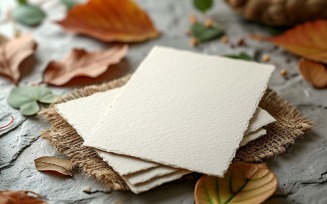 White Paper Dried Leaves Card Mockup 251