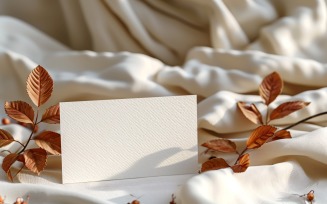 White Paper Dried Leaves Card Mockup 253