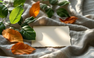 White Paper Dried Leaves Card Mockup 254