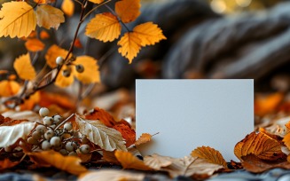 White Paper Dried Leaves Card Mockup 255