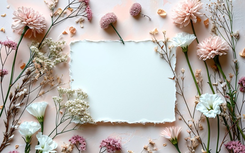 White Paper Flowers & Card Mockup 275 Illustration