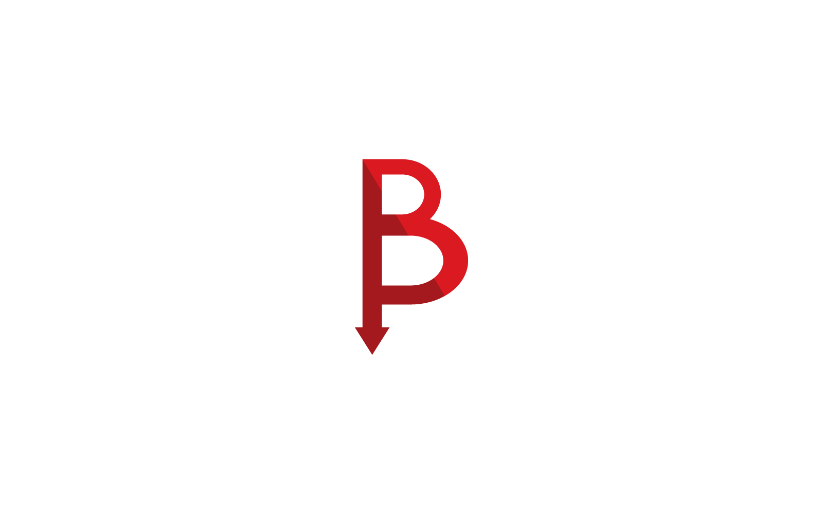 B Beginletter met pijlontwerpillustratie