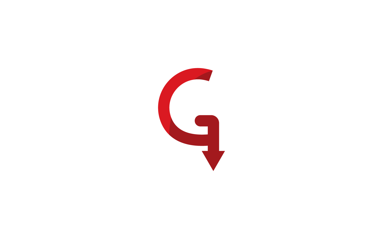 G Beginletter met pijlontwerpillustratie
