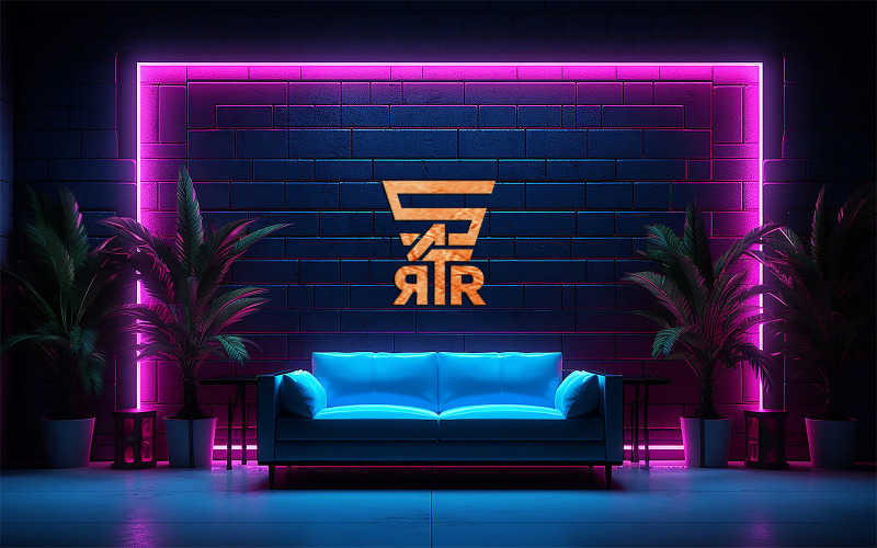 Livingroom mockup_livingroom logo mockup_sign logo mockup_house brick wall mockup Product Mockup