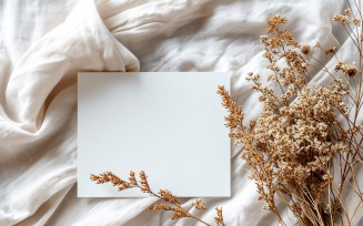 White Paper Dried Flowers & Card Mockup 332