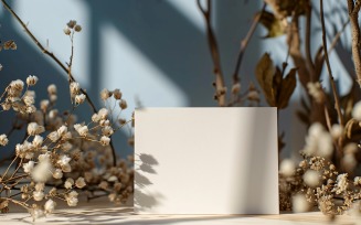 White Paper Dried Flowers & Leaves Card Mockup 323