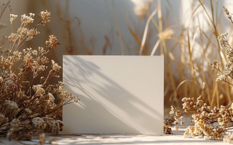 White Paper Dried Flowers & Leaves Card Mockup 328