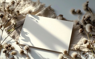 White Paper Dried Flowers & Leaves Card Mockup 332