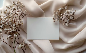 White Paper Dried Flowers Card Mockup 305