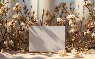 White Paper Dried Flowers Card Mockup 307