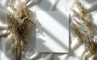 White Paper Dried Flowers Card Mockup 325