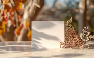 White Paper Dried Flowers Card Mockup 336