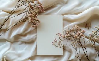White Paper Dried Flowers Card Mockup 341