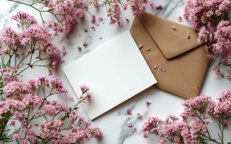 White Paper Envalop Flowers & Card Mockup 296