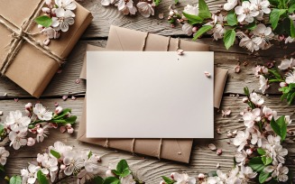 White Paper Envalop Flowers & Leaves Card Mockup 291