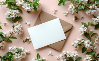 White Paper Envalop Flowers & Leaves Card Mockup 292