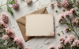 White Paper Envalop Flowers & Leaves Card Mockup 294