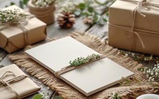 White Paper Envalop Flowers & Leaves Card Mockup 326