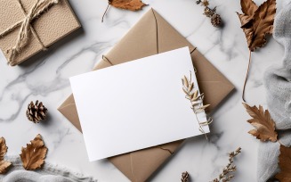 White Paper Envalop Leaves & Fine Cone Card Mockup 329