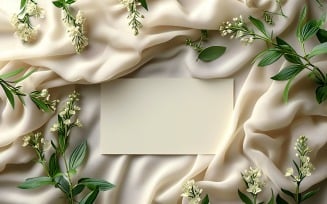 White Paper Flowers & Leaves Card Mockup 299