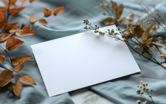 White Paper Flowers & Leaves Card Mockup 331