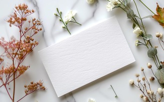 White Paper Flowers & Leaves Card Mockup 340