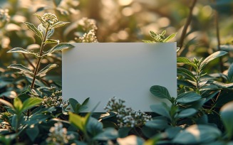 White Paper In Green Leaves Card Mockup 316