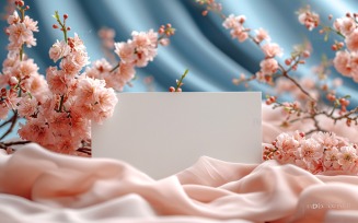 White Paper Pink Flowers Card Mockup 303