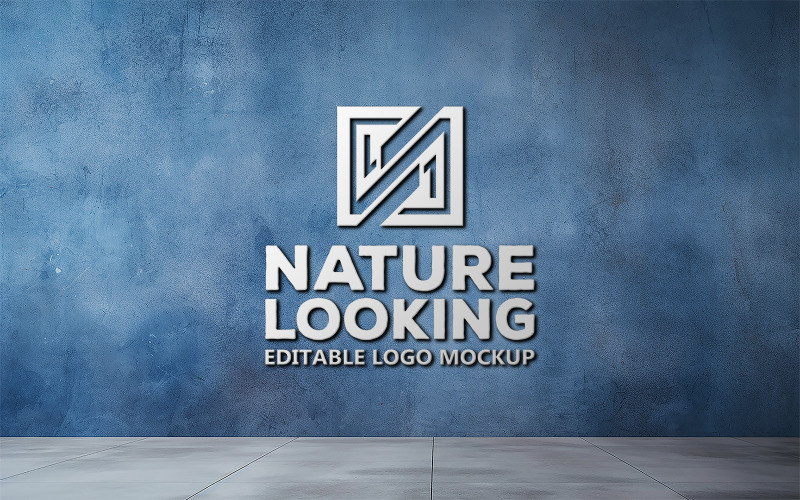 Logo mockup_blue wall logo mockup_sign logo mockup_interior wall mockup Product Mockup