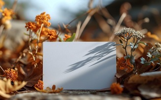 White Paper & Dried Flowers Card Mockup 346