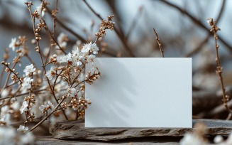 White Paper Dried Flowers & Leaves Card Mockup 363