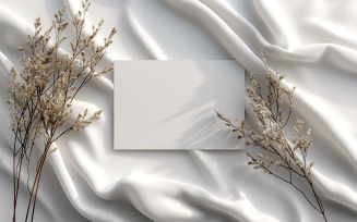 White Paper Dried Flowers & Leaves Card Mockup 383
