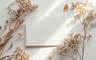 White Paper Dried Flowers Card Mockup 342