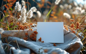 White Paper Dried Flowers Card Mockup 343