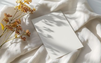 White Paper Dried Flowers Card Mockup 360