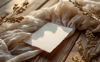 White Paper Dried Flowers Card Mockup 368