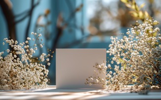 White Paper Dried Flowers Card Mockup 395