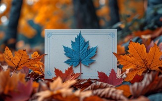 White Paper Dried Leaves Card Mockup 347