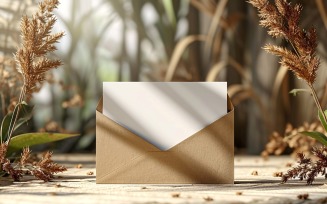 White Paper Envalop Flowers & Leaves Card Mockup 361