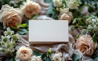 White Paper Flowers & Leaves Card Mockup 378