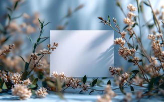 White Paper Flowers & Leaves Card Mockup 393